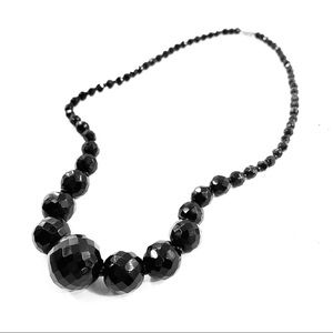 VTG 1920s 30s Czech Black Beaded Flapper Necklace